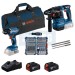 Комплект акумулаторни винтоверт GSR 18V-45 и перфоратор Bosch GBH 18V-22 0615V0003D, 18 V, 4 Ah, с батерии, зарядно и чанта + консумативи