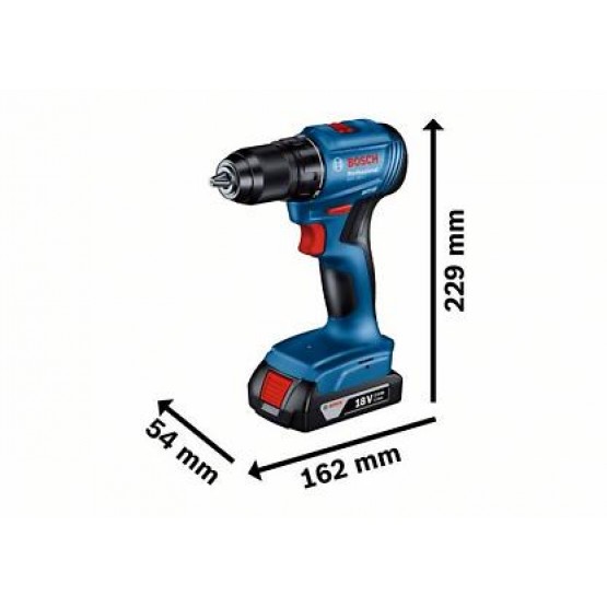 Акумулаторен винтоверт BOSCH GSR 185-LI Solo, 18 V, 50 Nm, с куфар, без батерия и зарядно