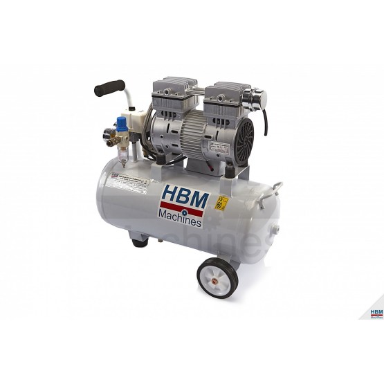 Безмаслен безшумен професионален компресор HBM / 30 l, 750 W, 53 dB, 120 l/min/