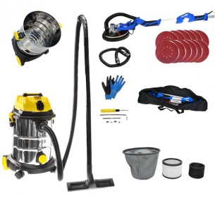 Жираф за шлайфане Geko G80268, 710 W, 225 мм, с 12 шкурки + Прахосмукачка за сухо и мокро почистване Geko G81086, 1800 W, 25 л