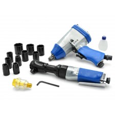 Комплект пневматичен гайковерт с пневматична тресчотка с вложки GEKO G03179 /1/2'', 14 части/