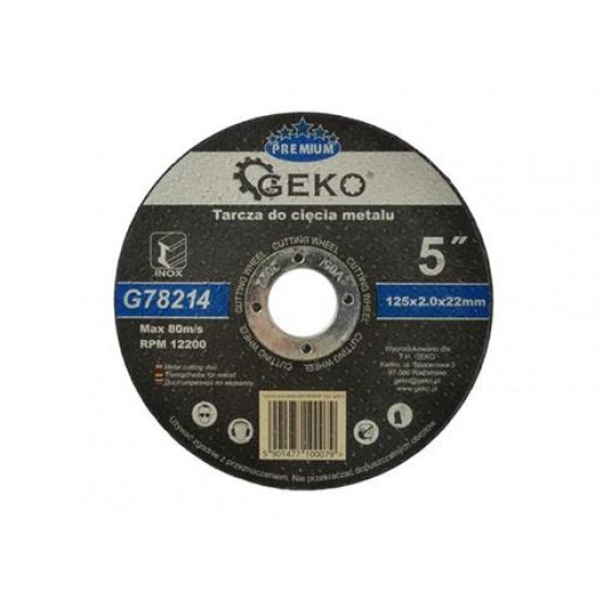 Диск за рязане на метал GEKO Premium INOX/ Ø 125 x 2 x 22.23 mm/