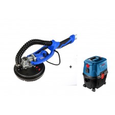 Шлайф машина - жираф за стени и тавани GEKO G80268 / 710 W, 225 mm, LED светлина, 12 шкурки/ + Прахомукачка Bosch GAS 15 PS /1100W/