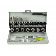 Комплект метчици и плашки GEKO G38301 M3-M12, за нарязване на резби, 32 бр