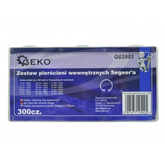 Комплект вътрешни зегерки GEKO G02803, 3-32 мм, 300 бр.