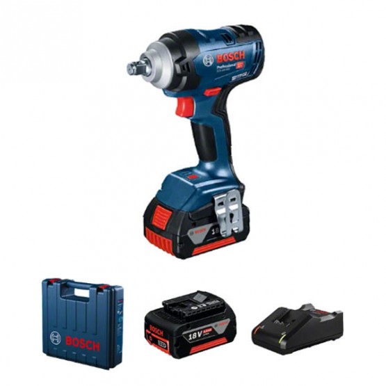 Акумулаторен ударен гайковерт Bosch GDS 18V-400 PROFESSIONAL, 18 V, 1/2", 400 Nm, с 2 батерии 5.0 Ah и зарядно