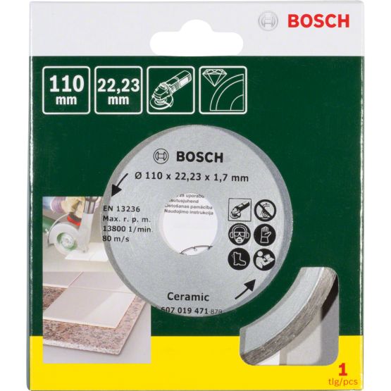 Диамантен диск за рязане на плочки Bosch, 110 мм