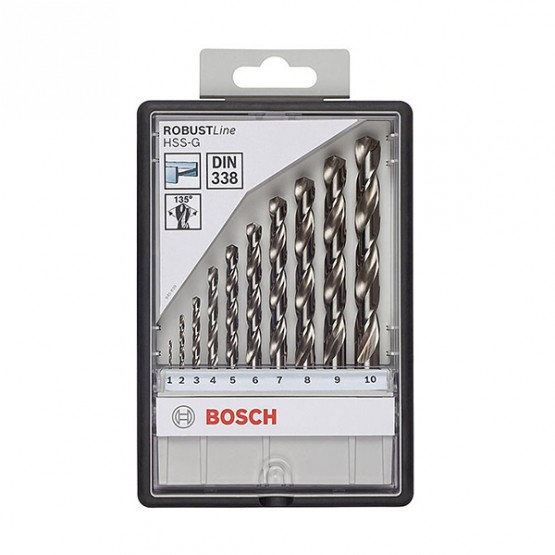 Комплект свредла за метал Bosch Robust Line 10 Piece, HSS-G, 10 броя, 1-10 мм