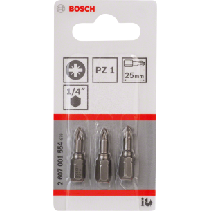 Накрайник за винтоверт, особено твърд, Bosch, PZ1 (25mm) x 3