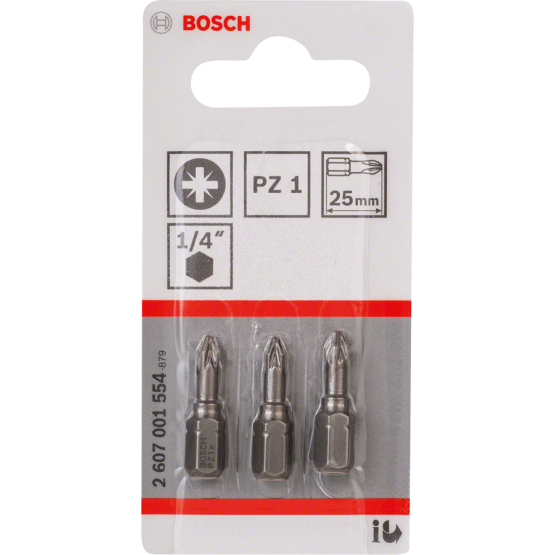 Накрайник за винтоверт, особено твърд, Bosch, PZ1 (25mm) x 3