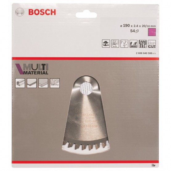 Циркулярен диск Bosch Multi Material /190 x 20/16 x 2.4 mm, 54/