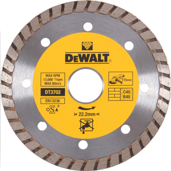 Диамантен диск за зидария-турбо Dewalt DT3702 диаметър 115 мм