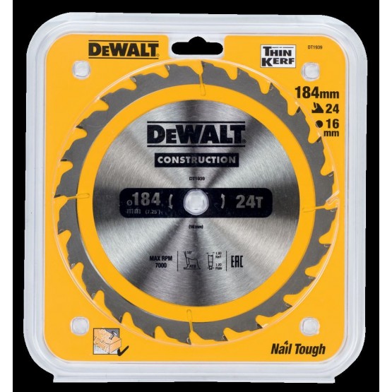 Циркулярен диск за дърво Dewalt DT1939 184 x 16 x 24 зъба