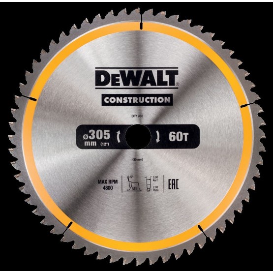 Циркулярен диск за дърво Dewalt DT1960 305 x 30 x 60 зъба