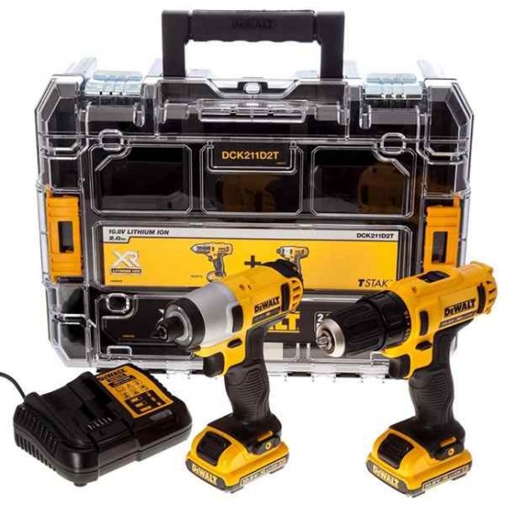 Комплект акумулаторни инструменти DEWALT DCK211C2T, 10.8V