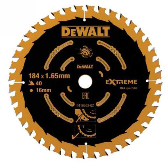 Циркулярен диск за дърво DEWALT DT10303, ф184 мм, 40 зъба