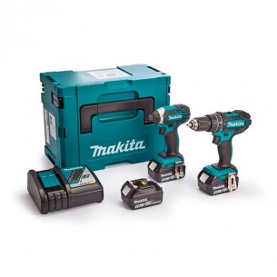 Комплект акумулаторни ударни винтоверти Makita DLX2131JX1, 18 V, 3.0 Ah, с 3 батерии и зарядно