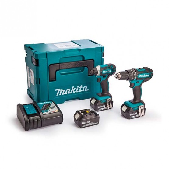 Комплект акумулаторни ударни винтоверти Makita DLX2131JX1, 18 V, 3.0 Ah, с 3 батерии и зарядно