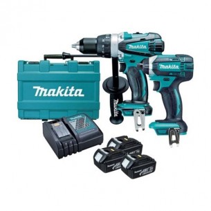 Акумулаторен винтоверт Makita DTD152 + акумулаторен ударен винтоверт Makita DHP458, 18 V, 3 Ah, с 3 батерии и зарядно