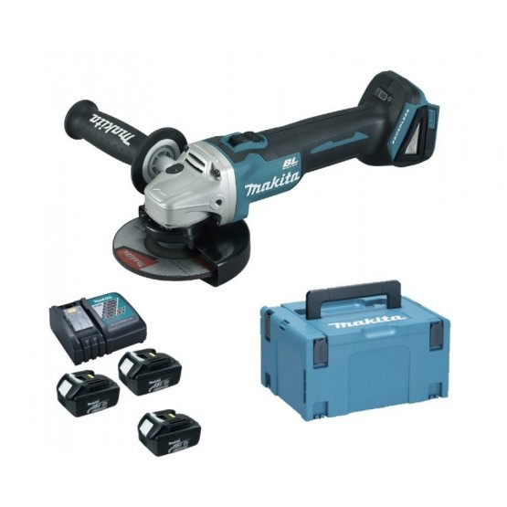 Акумулаторен ъглошлайф Makita DGA504RFE3 /18 V, 3x3.0Ah, зарядно и куфар/ със USB адаптор за зареждане