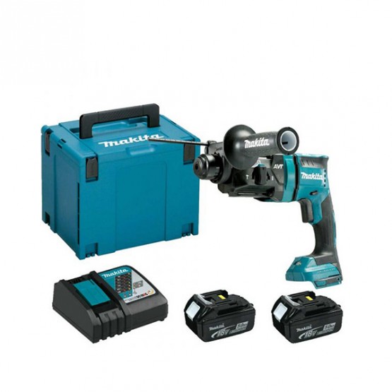 Акумулаторен перфоратор Makita DHR182RTJ, SDS-Plus, 1.7 J, с 2 батерии 18 V, 5 Ah и зарядно