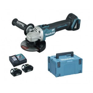 Акумулаторен ъглошлайф Makita DGA504RTJ /18 V, 2x5.0Ah, зарядно и куфар/