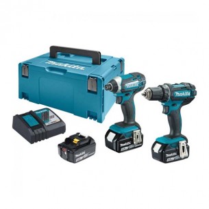 Акумулаторен винтоверт Makita DDF482 + Акумулаторен ударен винтоверт DTD152, 18 V, 5 Ah, с 3 батерии и зарядно