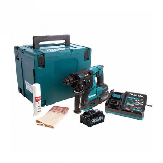 Професионален акумулаторен перфоратор Makita HR001GM201, SDS-plus, XGT, 40 V, 4 Ah, 2.8 J, с 2 батерии и зарядно