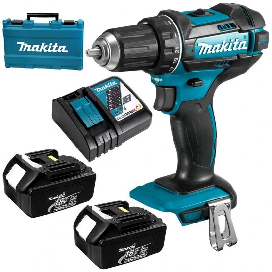 Акумулаторен ударен винтоверт Makita DHP482RFE/18 V, 3 Ah, двускоростен, 2 бр.батерия, зарядно и куфар/