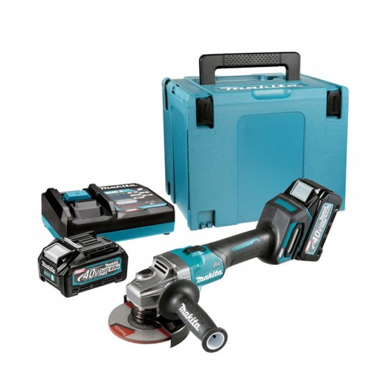 Професионален акумулаторен ъглошлайф Makita GA008GM201, XGT, 125 мм, 4.0 Ah, 40 V, с 2 батерии и зарядно