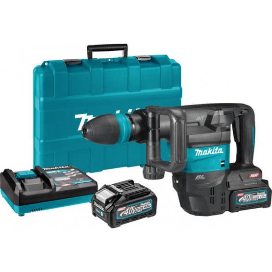 Професионален акумулаторен къртач Makita HM001GM201, SDS-max, XGT, 9.4 J, 40 V, 4 Ah, с 2 батерии и зарядно