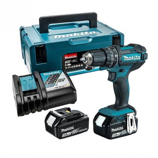 Акумулаторен ударен винтоверт Makita DHP482RFJ, 18 V, 3.0 Ah, 62 Nm, с 2 батерии и зарядно