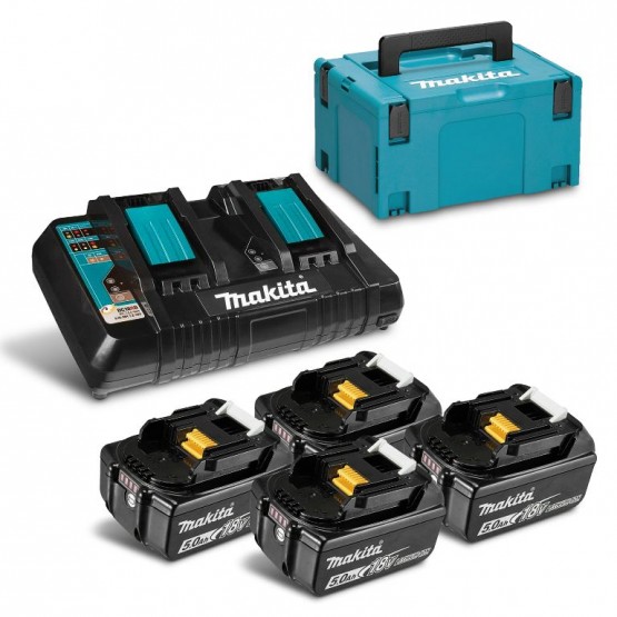 Комплект батерии и зарядно Makita MKP3PT184, 4х5 Ah, 18 V