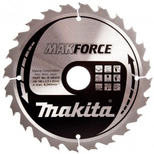 Метален диск HM за рязане на дърво Makita Mforce, 190x30x2.2 мм, 24 з