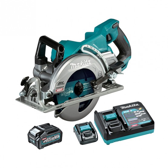 Професионален акумулаторен ръчен циркуляр Makita RS001GM101, XGT, 185 мм, 40 V, 4 Ah, с батерия и зарядно