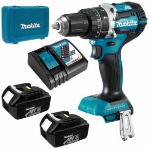 Акумулаторен безчетков ударен винтоверт Makita DHP484RFE, 18 V, 54 Nm, с 2 батерии, зарядно и куфар