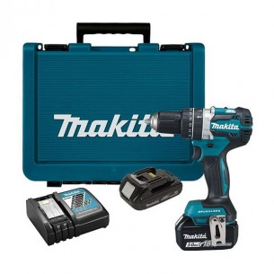 Акумулаторен безчетков ударен винтоверт Makita DHP484RX4, 18 V, 54 Nm, 3 Ah + 1.5 Ah, с 2 батерии и зарядно