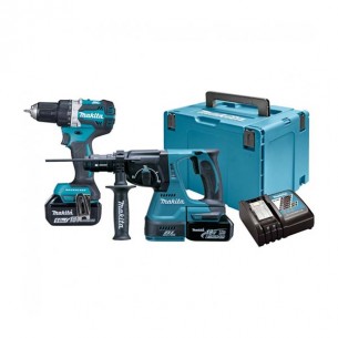 Акумулаторен винтоверт Makita DDF484 + Акумулаторен перфоратор Makita DHR243, 18 V, 5 Ah, с 2 батерии и зарядно