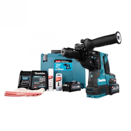 Професионален акумулаторен перфоратор Makita HR004GM201, SDS-plus, 2.8 J, XGT, 40 V, 4 Ah, с 2 батерии и зарядно