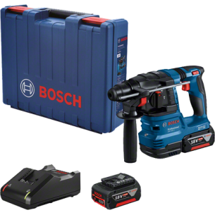 Акумулаторен перфоратор Bosch GBH 185 - LI, 18 V, 4 Ah, с батерии 2 x 4,0 Ah и зарядно 