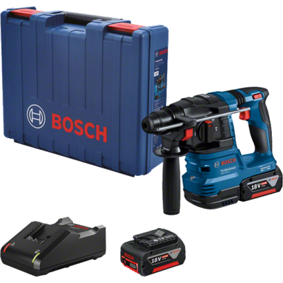 Акумулаторен перфоратор Bosch GBH 185 - LI, 18 V, 4 Ah, с батерии 2 x 4,0 Ah и зарядно 