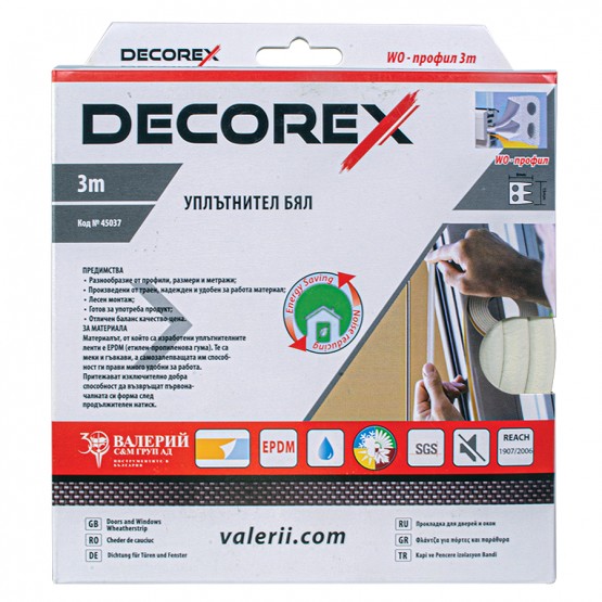 УПЛЪТНИТЕЛ WO БЯЛ 2 х 1.5 м х 8 мм х 15 мм DECOREX