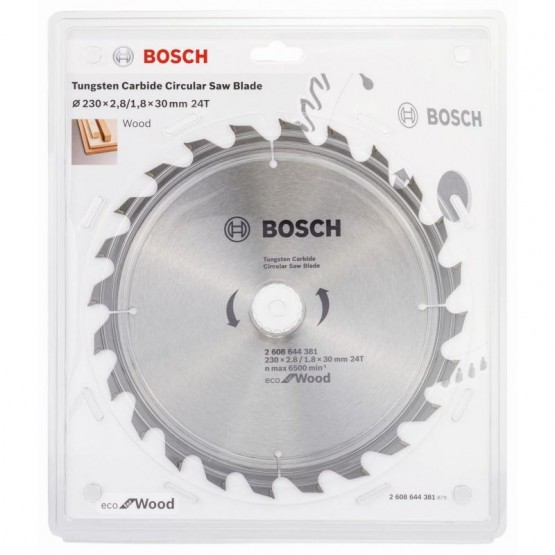 Циркулярен диск за дърво 230х30х2.8 мм 24 зъба BOSCH Professional Eco 2608644381