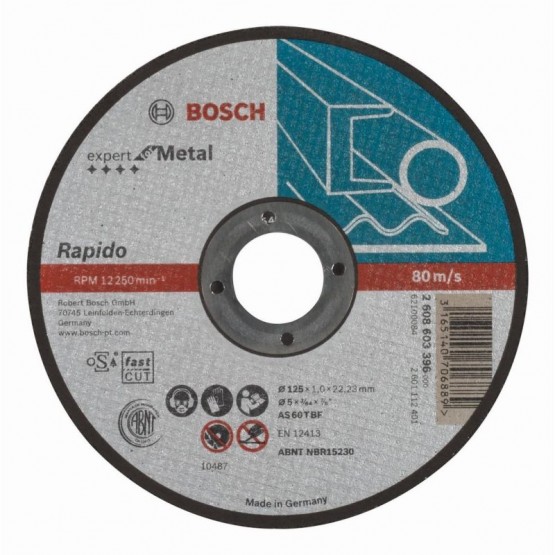 Диск за рязане на метал 125 мм 1 мм BOSCH Professional Rapido AS 60 T BF 2608603396