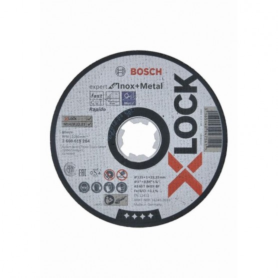 Диск за рязане на инокс и метал 125x1x22.23 мм BOSCH Professional X-LOCK Expert 2608619264