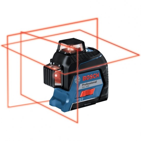 Линеен лазерен нивелир BOSCH Professional GLL 3-80 , диаметър 80м, до 30м, чанта 0601063S00