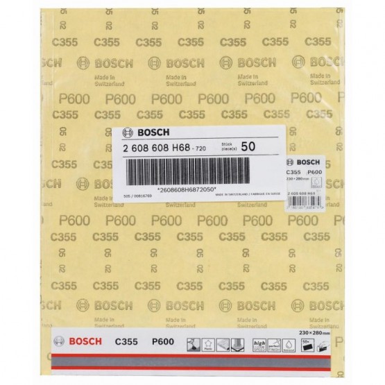 Шкурка 230x280 мм P600 BOSCH Professional C355 2608608H68