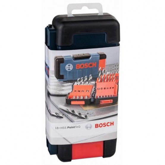 Комплект спирални свредла 1-10 мм 18 части BOSCH Professional HSS PointTeQ ToughBox 2608577350