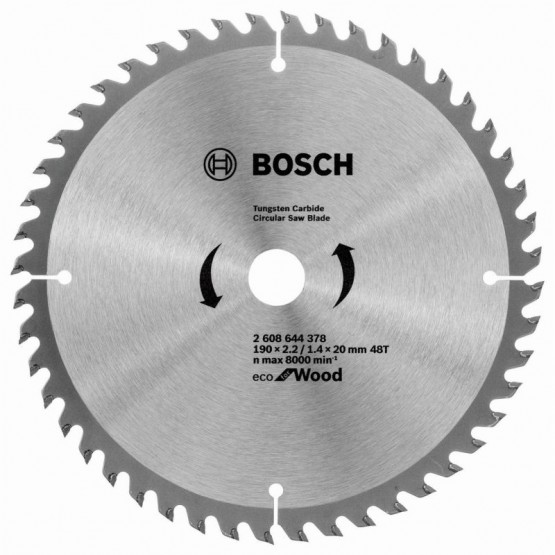 Циркулярен диск за дърво 190х20х2.2 мм 48 зъба BOSCH Professional Eco 2608644378