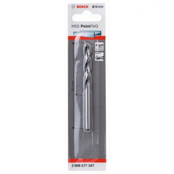 Спирално свредло 6 мм BOSCH Professional HSS PointTeQ 2608577167
